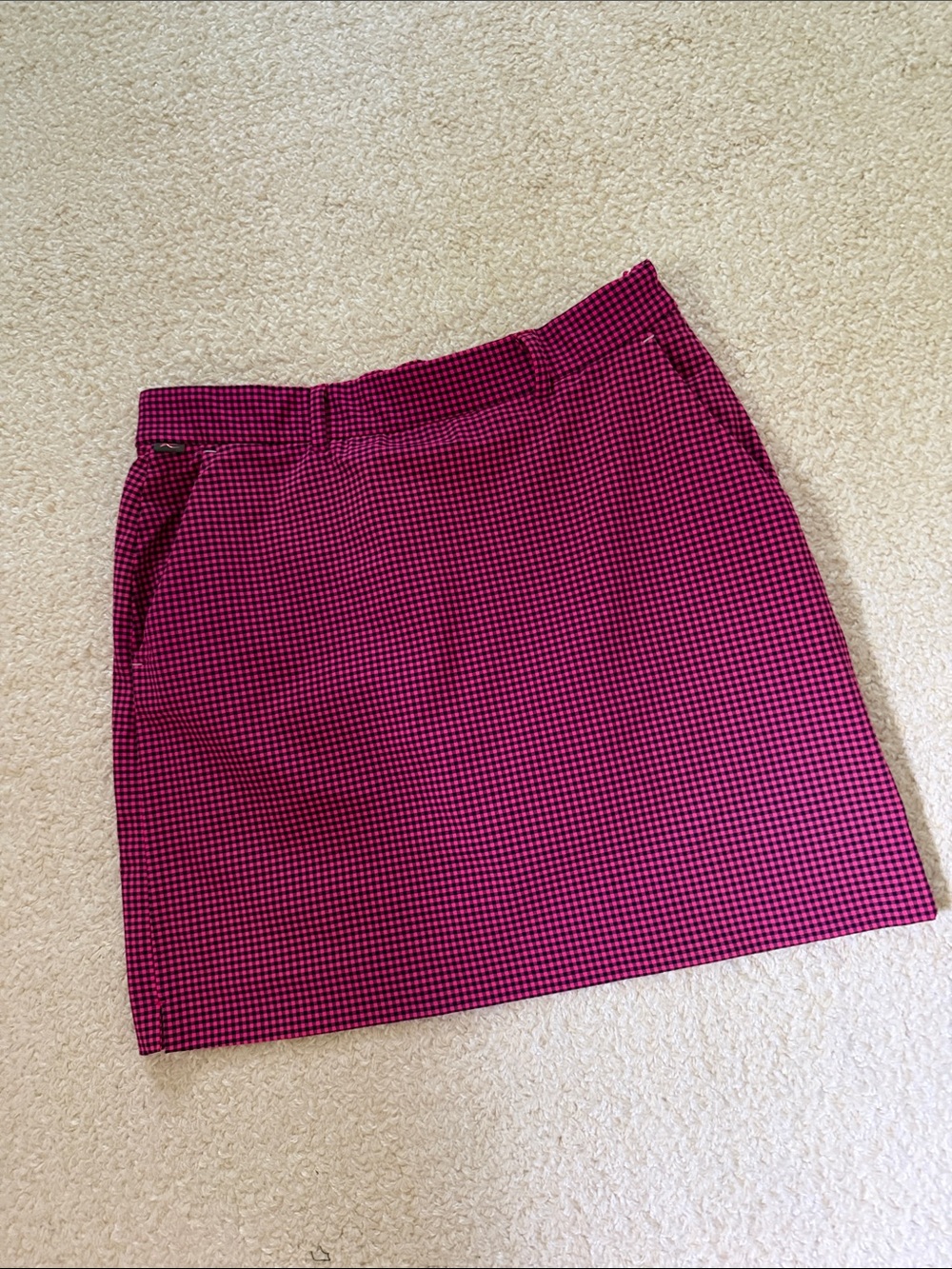 Women’s Kjus Pink and Navy Gingham Golf  Skort- Classic High Waist